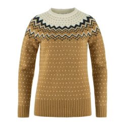 Sweter damski Fjällräven Övik Knit Sweater. Brązowe swetry Fjällräven, bez wzorów, bez ramiączek. Za 789.99 zł.