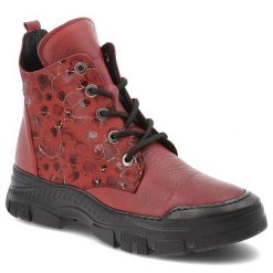 Czerwone Botki Artiker Stylowe Obuwie Damskie. Czerwone botki Artiker, bez wzorów, ze skóry, bez obcasa, bez zapięcia. Za 263.99 zł.