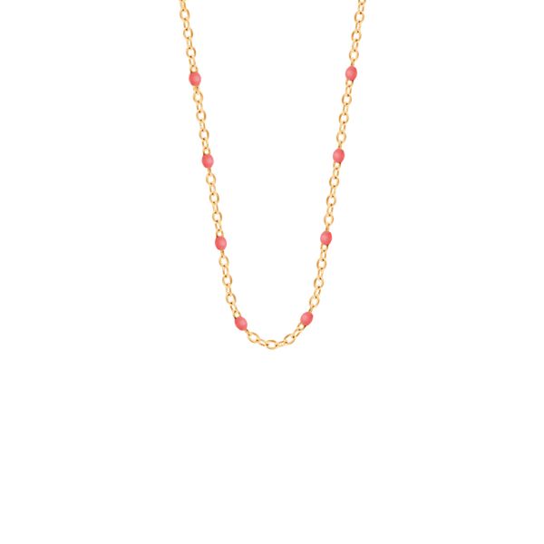 Naszyjnik 42+5 cm, koralowa emalia, pozłacany. Żółte naszyjniki Lilou, pozłacane. Za 149.00 zł.