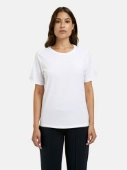 Milano Italy Koszulka w kolorze białym rozmiar: XS. Białe bluzki Milano Italy, xs, bez wzorów, z bawełny, bez kołnierzyka, bez ramiączek. Za 69.99 zł.