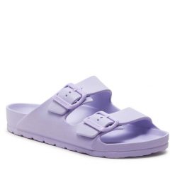 Klapki Genuins. Fioletowe klapki Genuins, bez wzorów, bez obcasa. Za 119.99 zł.