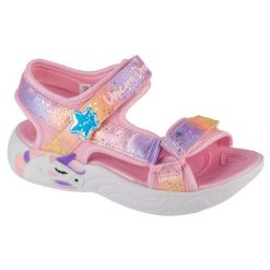 Sandały SKECHERS UNICORN Rose. Czerwone sandały Skechers, bez wzorów, z materiału, sportowe, bez obcasa, bez zapięcia. Za 247.00 zł.