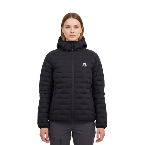 Damska kurtka puchowa Merino Eiger ML. Czarne kurtki narciarskie FJORK MERINO, m, bez wzorów, z materiału, z kapturem, rowerowe. Za 999.00 zł.