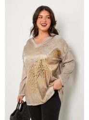 Curvy Lady Koszulka w kolorze złoto-szarobrązowym rozmiar: 48/50. Brązowe bluzki Curvy Lady, bez wzorów, klasyczne, bez kołnierzyka, bez ramiączek. Za 144.92 zł.