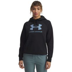 Bluza damska z kapturem Under Armour Rival Shimmer. Czarne bluzy Under Armour, s, bez wzorów, z bawełny, z kapturem. Za 242.40 zł.