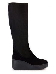 Geox Kozaki "Spherica Ec9" w kolorze czarnym na koturnie rozmiar: 41. Czarne kozaki Geox, na zimę, z materiału, bez obcasa, na koturnie, bez zapięcia. Za 456.87 zł.