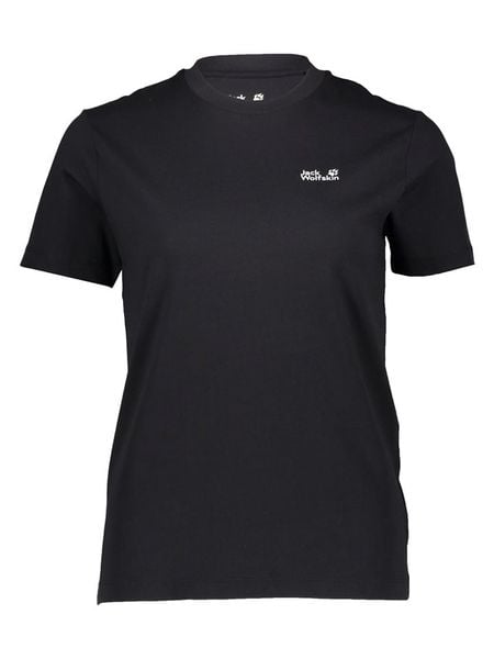 Jack Wolfskin Koszulka "Essential" w kolorze czarnym rozmiar: M. Czarne bluzki Jack Wolfskin, m, bez wzorów, z bawełny, bez kołnierzyka, bez ramiączek. Za 84.79 zł.