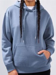 Bluza z kapturem - niebieski. Niebieskie bluzy Sinsay, l, bez wzorów, z kapturem. Za 39.99 zł.