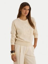 LAUREN RALPH LAUREN Sweter 200979653001 Kremowy Regular Fit. Białe swetry Lauren Ralph Lauren, s, bez wzorów, z bawełny, bez ramiączek. Za 1,199.00 zł.