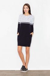 Szaro-Czarna Sukienka Pudełkowa Górą. Czarne sukienki Figl, m, bez wzorów, z bawełny, bez kołnierzyka, bez ramiączek. Za 259.00 zł.