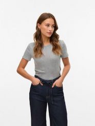 Vero Moda Koszulka w kolorze szarym rozmiar: XL. Szare bluzki Vero Moda, xl, bez wzorów, z bawełny, bez kołnierzyka, bez ramiączek. Za 65.69 zł.