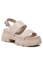 DeeZee Sandały WS87666-3 Beżowy. Brązowe sandały DeeZee, bez wzorów, ze skóry, bez obcasa, na płaskiej podeszwie, bez zapięcia. Za 73.99 zł.