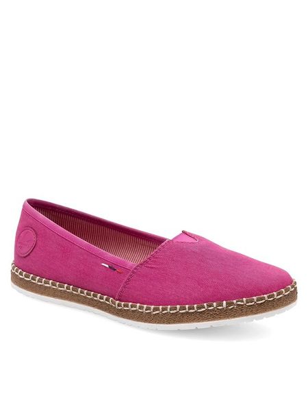 Rieker Espadryle M2278-31 Różowy. Czerwone espadryle Rieker, bez wzorów, z materiału, bez obcasa, bez zapięcia. Za 269.99 zł.