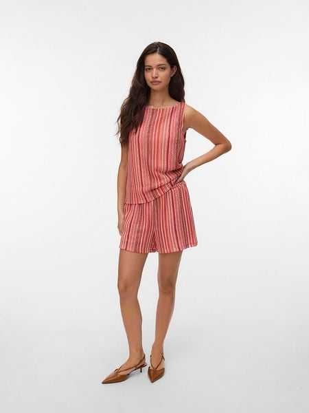 Vero Moda Top w kolorze czerwono-jasnoróżowym rozmiar: XS. Czerwone topy Vero Moda, xs, bez wzorów, bez kołnierzyka, bez ramiączek. Za 53.17 zł.