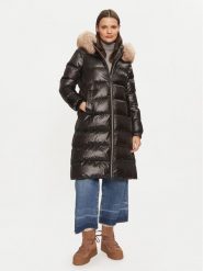 Geox Płaszcz zimowy Backsie W4628H T2843 F9000 Czarny Regular Fit. Czarne płaszcze Geox, na zimę, bez wzorów, z syntetyku, bez kaptura. Za 989.99 zł.