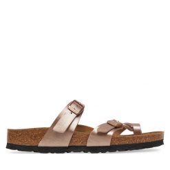 Japonki Birkenstock. Czerwone klapki Birkenstock, bez wzorów, bez obcasa. Za 319.99 zł.