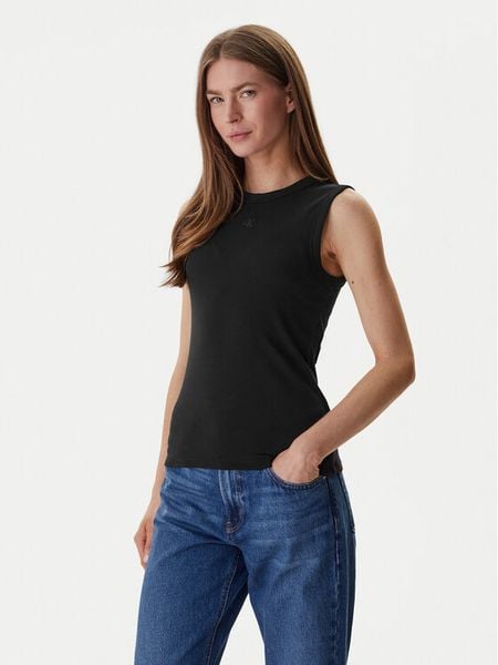 Calvin Klein Jeans Top LV047B265G Czarny Slim Fit. Czarne topy Calvin Klein Jeans, s, bez wzorów, z bawełny, bez kołnierzyka, bez ramiączek. Za 113.99 zł.