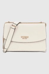 GUESS Beżowa kopertówka damska Calista. Brązowe kopertówki Guess, z aplikacjami, ze skóry ekologicznej, duże, bez dodatków. W wyprzedaży za 457.49 zł.