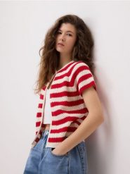 Kardigan w paski - wielobarwny. Kardigany Reserved, l, bez wzorów, z bawełny. Za 99.99 zł.