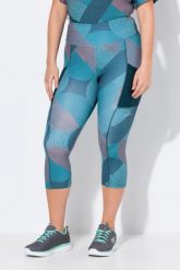 Damskie Legginsy funkcyjne 3/4 szybkoschnące. Niebieskie legginsy sportowe Ulla Popken, plus size, bez wzorów, z elastanu, z podwyższonym stanem. Za 211.99 zł.