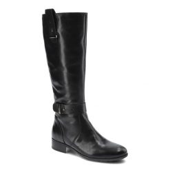 Czarne Kozaki Lemar Damskie Eleganckie Obuwie. Czarne kozaki Lemar, ze skóry, bez obcasa, na obcasie, bez zapięcia. Za 269.00 zł.