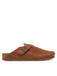 Skechers Klapki Arch Fit Granola-Happy Friday 158830/CSNT Brązowy. Brązowe klapki Skechers, bez wzorów, ze skóry, bez obcasa. Za 209.99 zł.