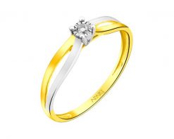 Pierścionek z żółtego złota z brylantem - 0,02 ct - próba 375. Żółte pierścionki Apart, z brylantem, złote. Za 759.00 zł.
