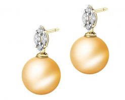 Kolczyki z żółtego złota z diamentami i perłami Golden South Sea - próba 585. Niebieskie kolczyki Apart, z diamentem, złote. Za 5,990.00 zł.