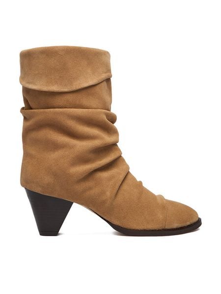 Badura Botki EO-APRIL-25FW218 Beżowy. Brązowe botki Badura, bez wzorów, ze skóry, bez obcasa, na słupku, bez zapięcia. Za 459.99 zł.