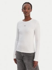 Calvin Klein Jeans Bluzka LV047E205G Biały Slim Fit. Białe bluzki Calvin Klein Jeans, xxs, bez wzorów, z bawełny, bez kołnierzyka, bez ramiączek. Za 209.99 zł.