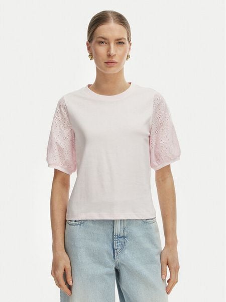 Vero Moda Bluzka Janni 10340706 Różowy Regular Fit. Czerwone bluzki Vero Moda, l, bez wzorów, z bawełny, bez kołnierzyka, bez ramiączek. Za 71.99 zł.