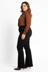 Eleganckie czarne spodnie dzwony Jeangaliny10 PLUS SIZE XXL OVERSIZE JESIEŃ. Czarne spódnice Moda Size Plus Iwanek, na jesień, plus size, bez wzorów, z bawełny, eleganckie, plus size, dopasowane. Za 199.90 zł.