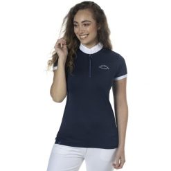 Damska jeździecka koszulka polo Flags&Cup Clorinda. Niebieskie koszulki polo FLAGS&CUP, na lato, s, bez wzorów, z materiału, bez kołnierzyka, bez ramiączek. Za 230.50 zł.