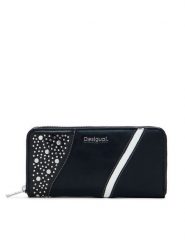 Desigual Duży Portfel Damski 25SAYP24 Czarny. Czarne portfele Desigual, bez wzorów, ze skóry. Za 139.99 zł.