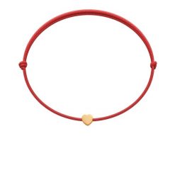 Bransoletka z pozłacanym sercem Etincelle na cienkim czerwonym sznurku. Czerwone bransoletki Lilou, pozłacane. Za 79.00 zł.