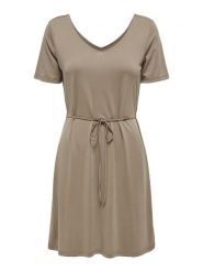 ONLY Sukienka "Hannah" w kolorze szarobrązowym rozmiar: XL. Brązowe sukienki Only, xl, bez wzorów, z tkaniny, bez kołnierzyka, bez ramiączek, mini. Za 88.45 zł.