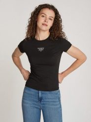 TOMMY JEANS Koszulka w kolorze czarnym rozmiar: XL. Czarne bluzki Tommy Jeans, xl, bez wzorów, z bawełny, bez kołnierzyka, bez ramiączek. Za 79.21 zł.