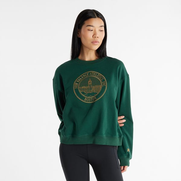 Bluza damska New Balance WT43553NWG – zielona. Zielone bluzy New Balance, l, bez wzorów, z bawełny, bez kaptura. Za 199.99 zł.