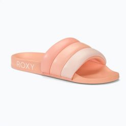 Klapki damskie ROXY Puff It. Brązowe klapki Roxy, bez wzorów, bez obcasa. Za 119.99 zł.