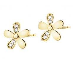 Złote kolczyki z cyrkoniami - kwiaty. Żółte kolczyki Apart, z cyrkonią, złote. Za 1,139.00 zł.