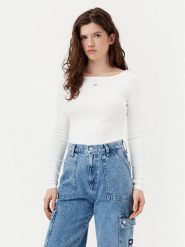 Tommy Jeans Bluzka DW0DW21350 Écru Slim Fit. Bluzki Tommy Jeans, m, bez wzorów, z bawełny, bez kołnierzyka, bez ramiączek. Za 219.99 zł.