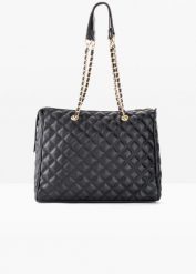 Torebka shopper. Czarne shopper bonprix, bez wzorów, eleganckie, pikowane, bez dodatków. Za 144.99 zł.