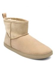 Groundies Skórzane buty "Cozy Boot " w kolorze beżowym do chodzenia na boso rozmiar: 42. Brązowe botki Groundies, bez wzorów, z wełny, bez obcasa, bez zapięcia. Za 399.95 zł.