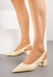 Beżowe Sandały Slingback Vices na Słupku Zdobione Perforacją Telanisia. Brązowe sandały Born2be, z aplikacjami, z jeansu, eleganckie, ze szpiczastym noskiem, bez obcasa, na obcasie, bez zapięcia. W wyprzedaży za 67.49 zł.