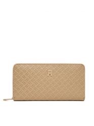 Tommy Hilfiger Portfel Th Icon Lrg Za Mono AW0AW18482 Beżowy. Brązowe portfele TOMMY HILFIGER, bez wzorów, ze skóry. Za 309.99 zł.
