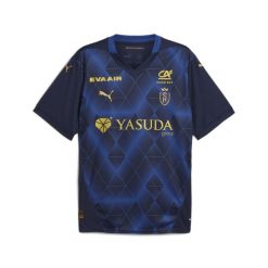 Młodzieżowa koszulka wyjazdowa Stade Reims 24/25 PUMA Navy Clyde Royal Blue. Niebieskia bluzki Puma, m, bez wzorów, młodzieżowe, bez kołnierzyka, bez ramiączek. Za 359.00 zł.