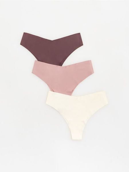 Bezszwowe majtki figi 3 pack - złamana biel. Figi Reserved, l, bez wzorów, z dzianiny. Za 59.99 zł.