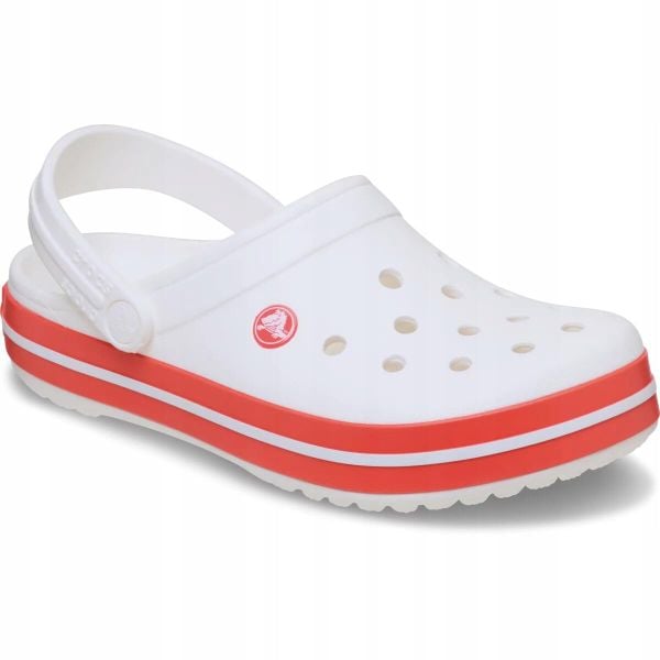 Crocs Damskie Buty Chodaki Klapki Crocband 11016 Clog. Białe klapki Crocs, bez wzorów, z materiału, bez obcasa. Za 199.99 zł.