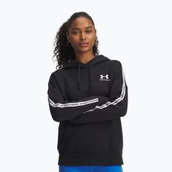 Bluza Under Armour Icon Fleece Taped Hoody. Czarne bluzy Under Armour, bez wzorów, bez kaptura. Za 219.99 zł.