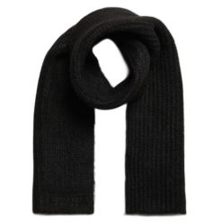 Szalik damski w prążki Superdry Essential. Czarne szaliki Superdry, na zimę, bez wzorów, z nylonu. Za 238.20 zł.